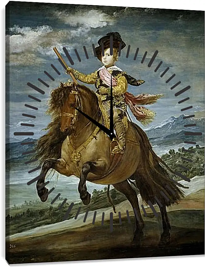 Часы картина - Prince Baltasar Carlos on Horseback. Диего Веласкес