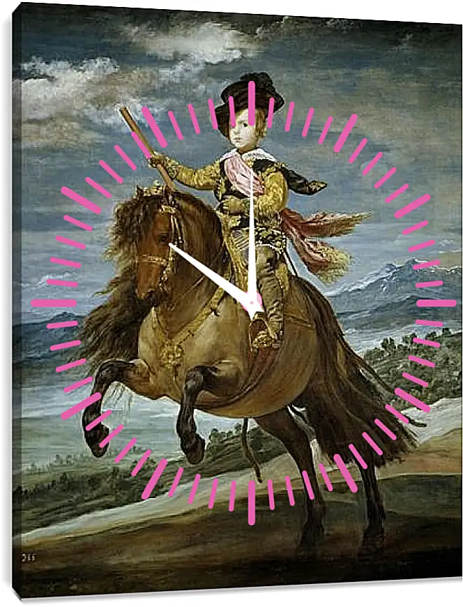 Часы картина - Prince Baltasar Carlos on Horseback. Диего Веласкес
