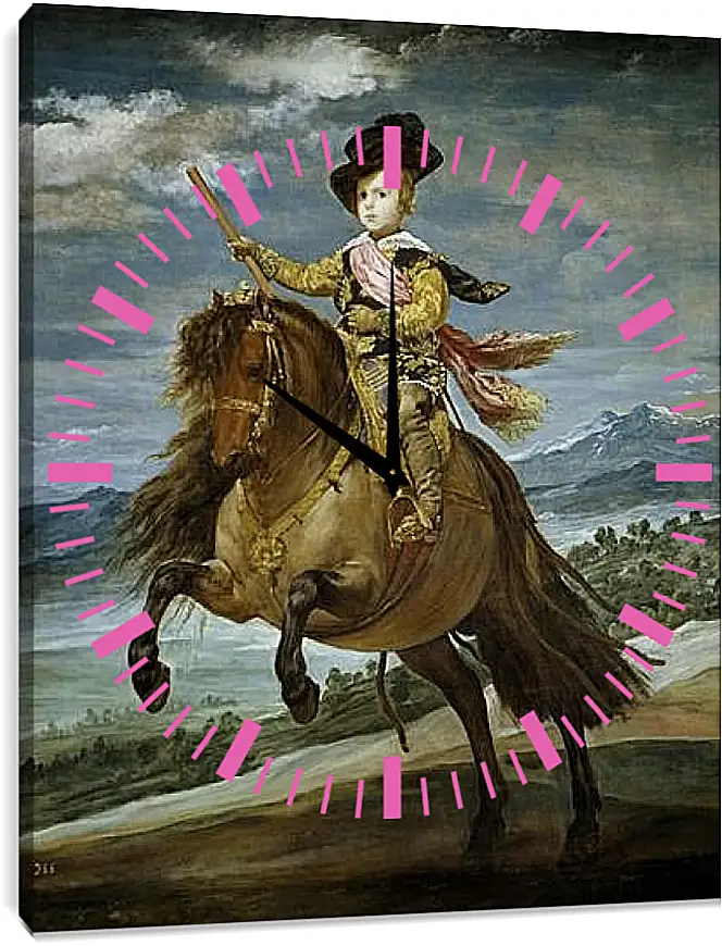 Часы картина - Prince Baltasar Carlos on Horseback. Диего Веласкес