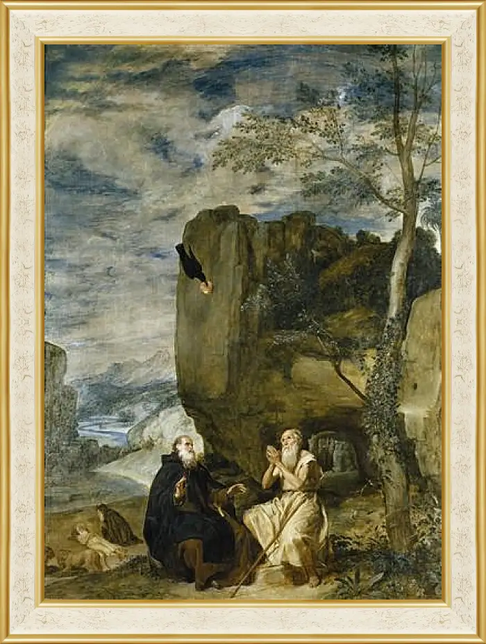 Картина в раме - Saint Anthony the Abbot and Saint Paul theFirst Hermit	. Диего Веласкес