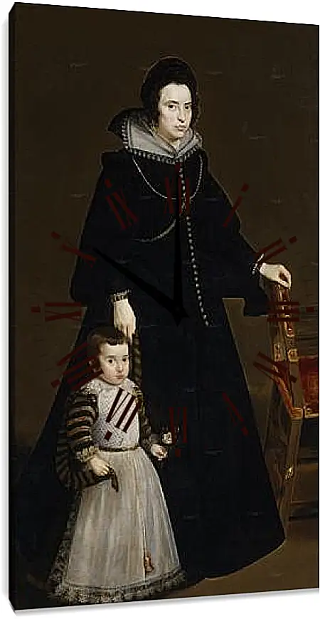 Часы картина - Antonia de Ipenarrieta y Galdos and her son Luis. Диего Веласкес