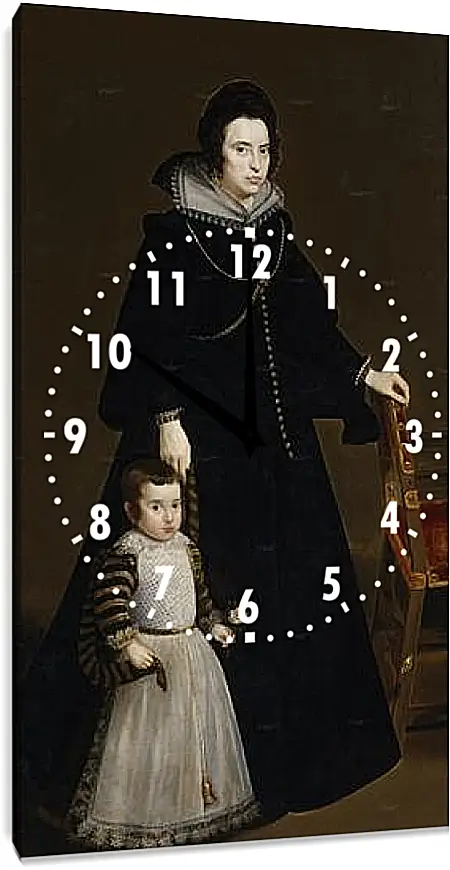 Часы картина - Antonia de Ipenarrieta y Galdos and her son Luis. Диего Веласкес