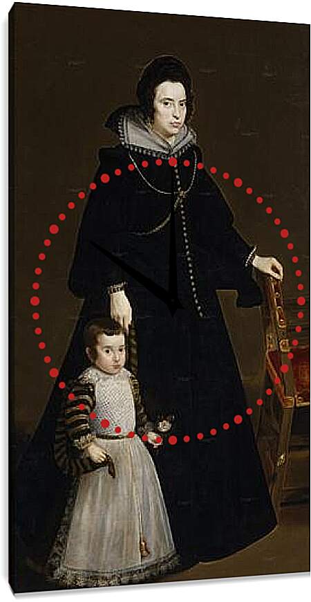 Часы картина - Antonia de Ipenarrieta y Galdos and her son Luis. Диего Веласкес