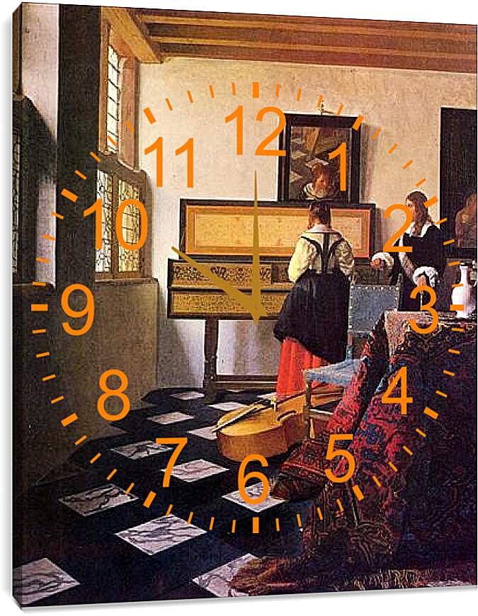 Часы картина - Урок музыки (1662) Ян (Йоханнес) Вермеер
