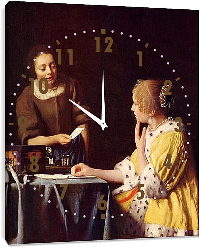Часы картина - Госпожа и служанка. Ян (Йоханнес) Вермеер