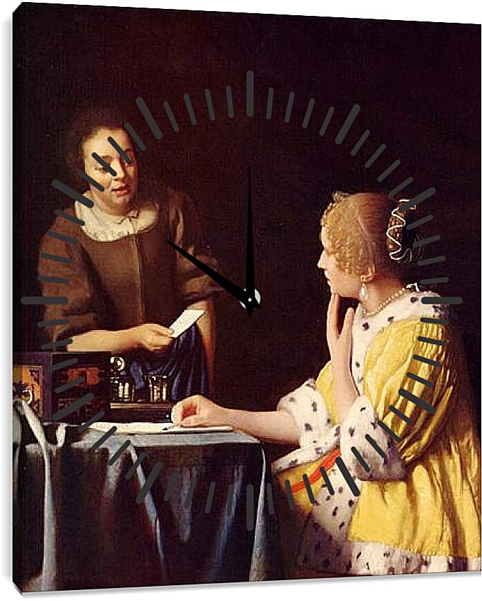 Часы картина - Госпожа и служанка. Ян (Йоханнес) Вермеер