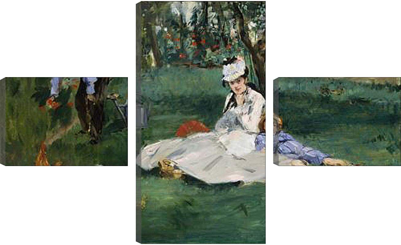 Модульная картина - Семья Моне в саду в Аржантёй. Эдуард Мане