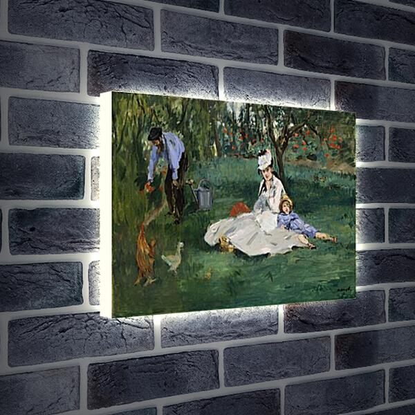 Лайтбокс световая панель - Семья Моне в саду в Аржантёй. Эдуард Мане