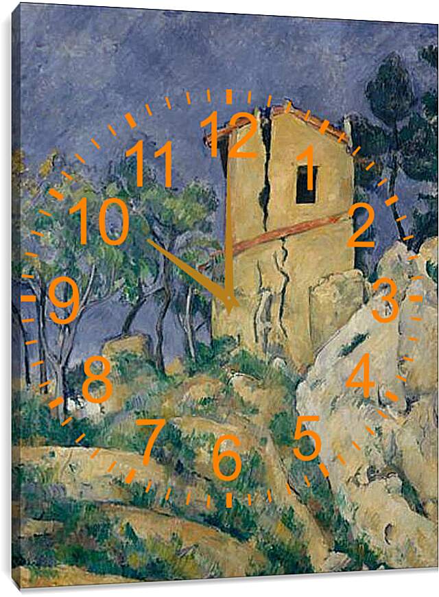 Часы картина - Дом с потрескавшимися стенами. Поль Сезанн
