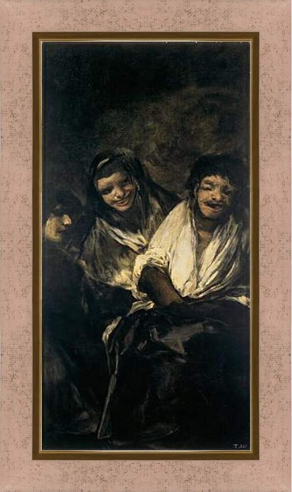 Картина в раме - Two Women and a Men. Франсиско Гойя