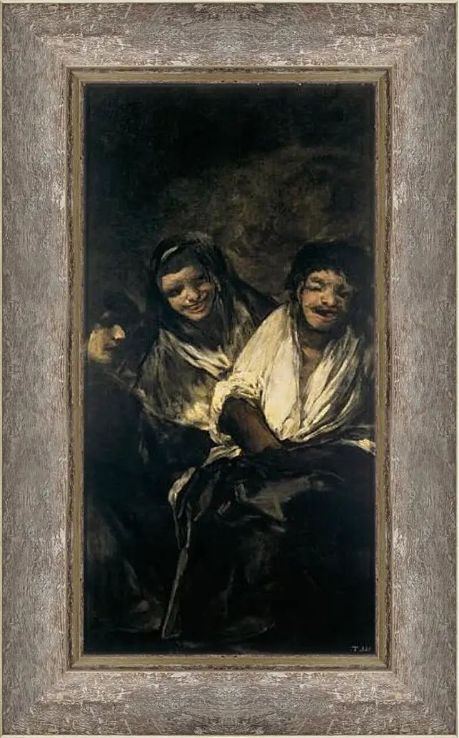 Картина в раме - Two Women and a Men. Франсиско Гойя