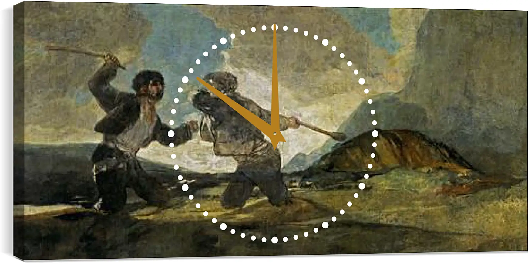 Часы картина - Duel with Cudgels. Франсиско Гойя