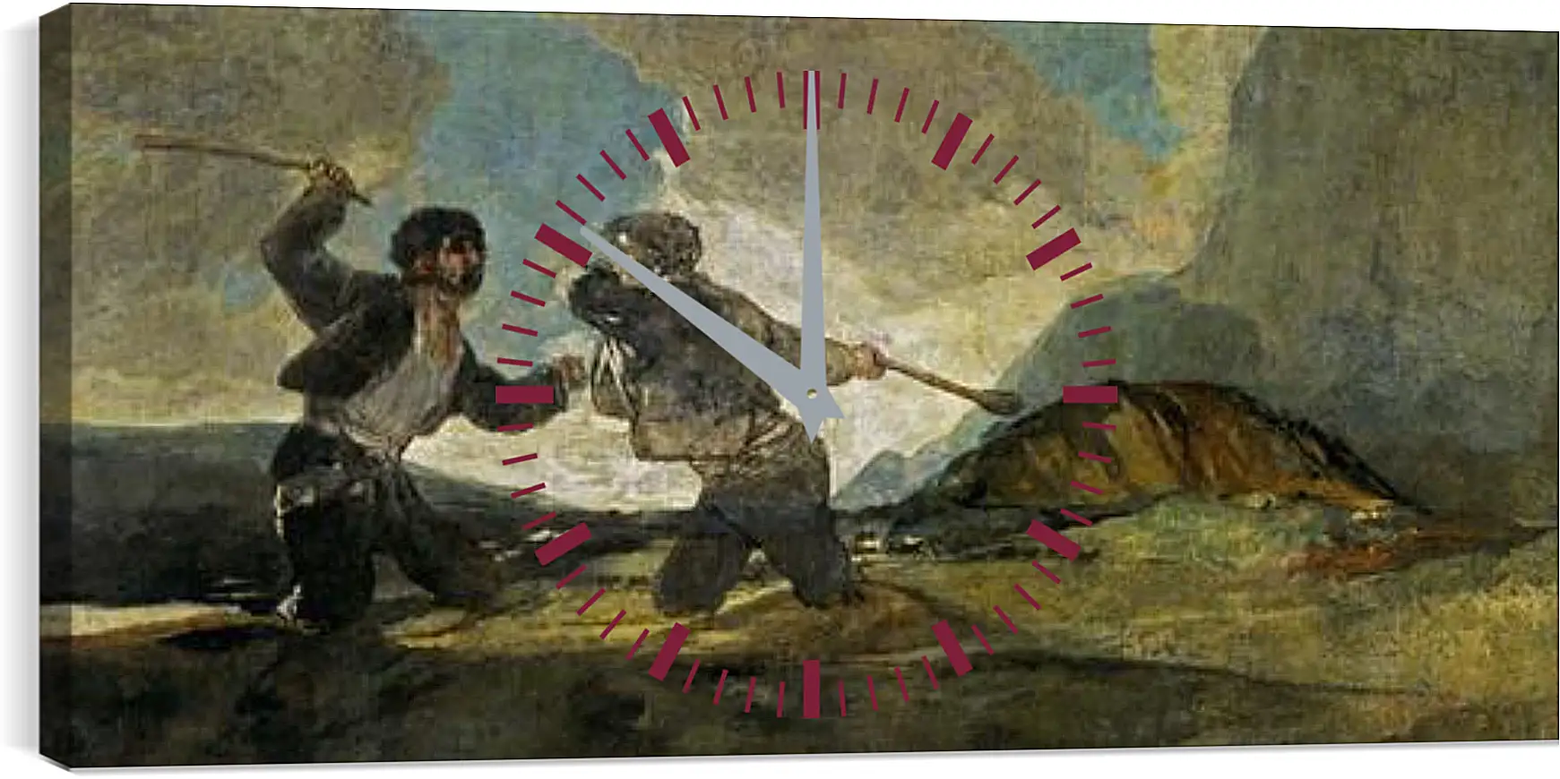 Часы картина - Duel with Cudgels. Франсиско Гойя