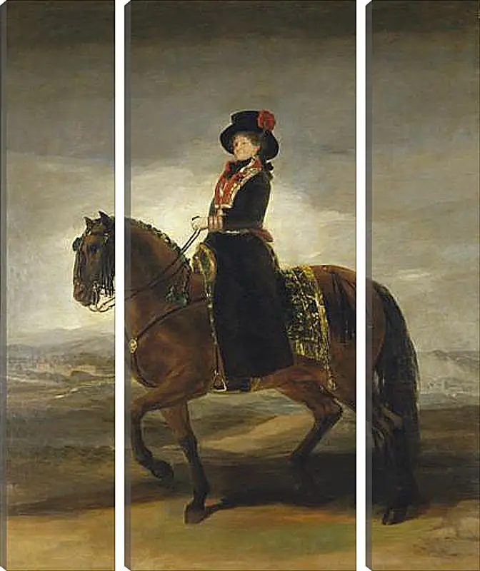 Модульная картина - Queen Maria Luisa on Horseback. Франсиско Гойя