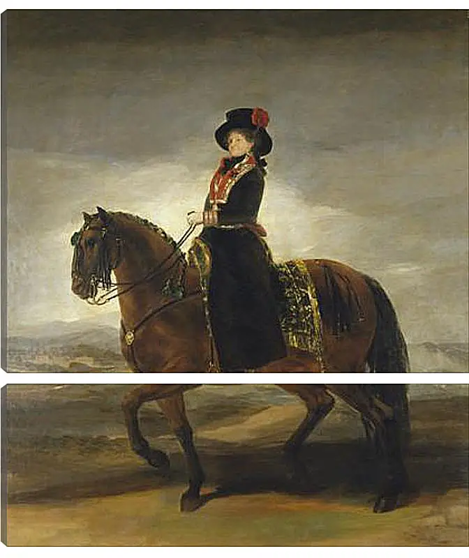 Модульная картина - Queen Maria Luisa on Horseback. Франсиско Гойя