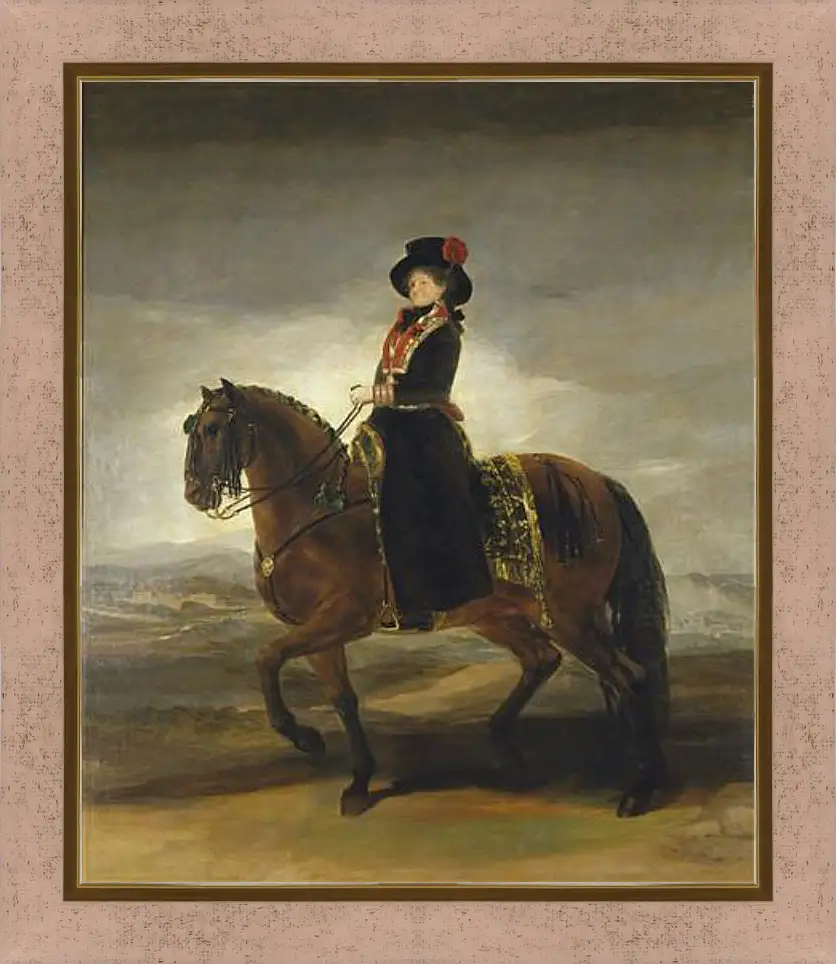 Картина в раме - Queen Maria Luisa on Horseback. Франсиско Гойя