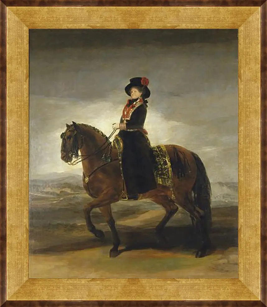 Картина в раме - Queen Maria Luisa on Horseback. Франсиско Гойя