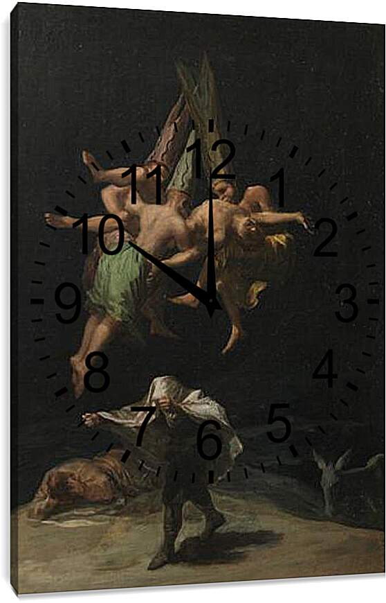 Часы картина - The Witches Flinght. Франсиско Гойя