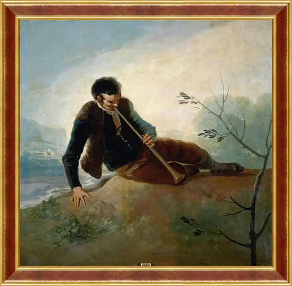 Картина в раме - Shepherd plaing a Dulzaina. Франсиско Гойя