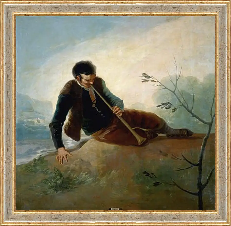 Картина в раме - Shepherd plaing a Dulzaina. Франсиско Гойя