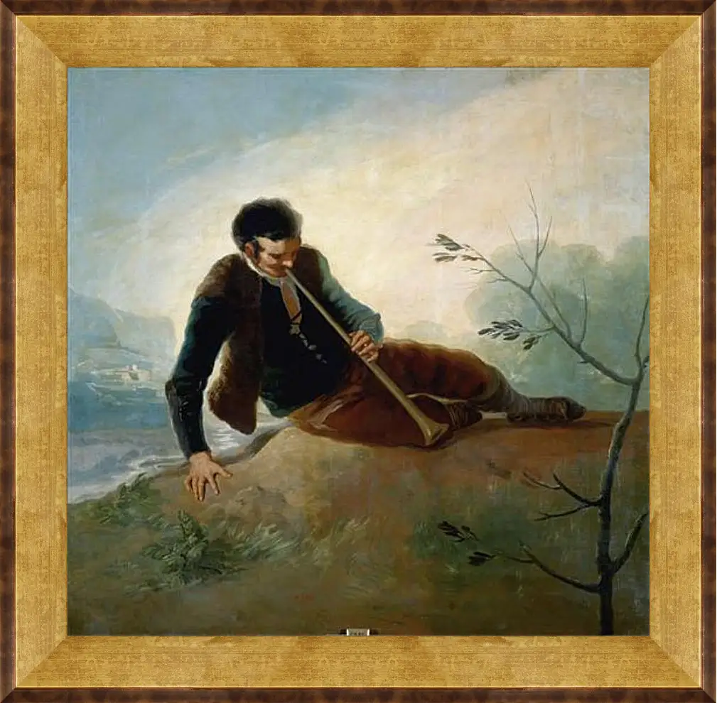 Картина в раме - Shepherd plaing a Dulzaina. Франсиско Гойя