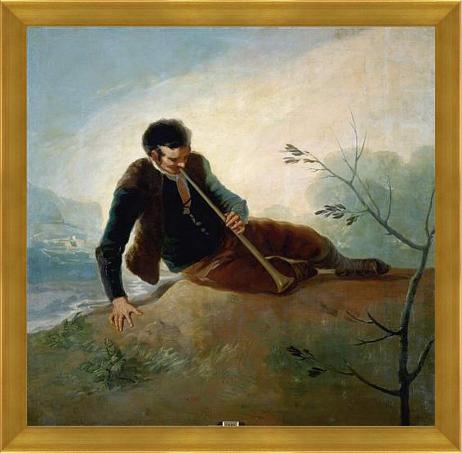 Картина в раме - Shepherd plaing a Dulzaina. Франсиско Гойя