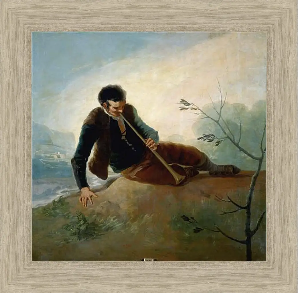 Картина в раме - Shepherd plaing a Dulzaina. Франсиско Гойя