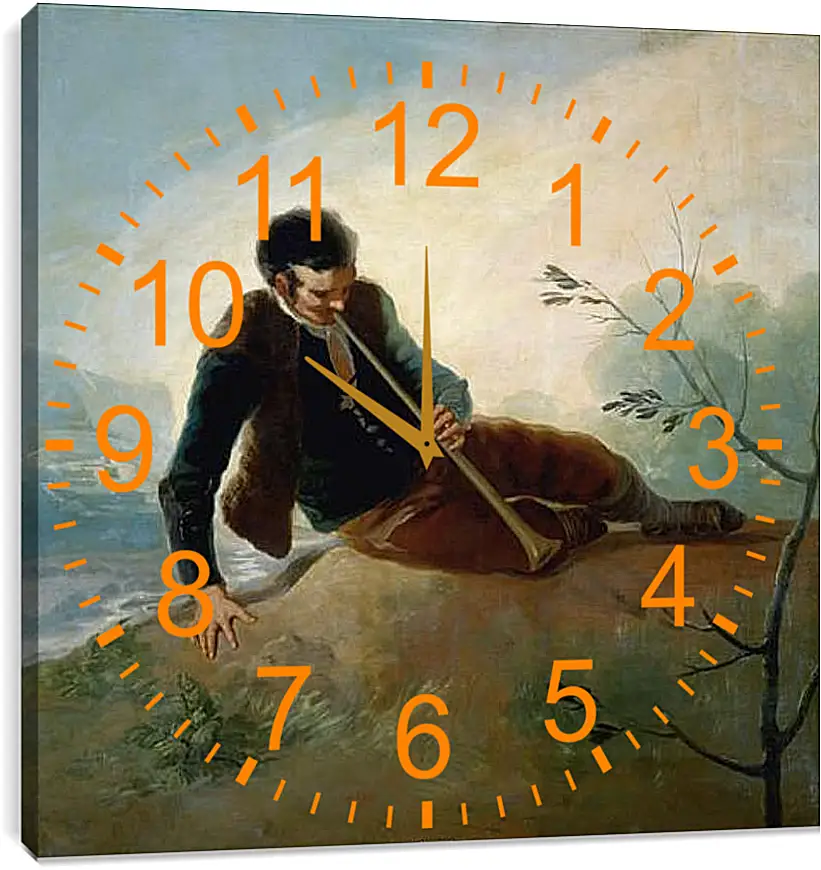 Часы картина - Shepherd plaing a Dulzaina. Франсиско Гойя