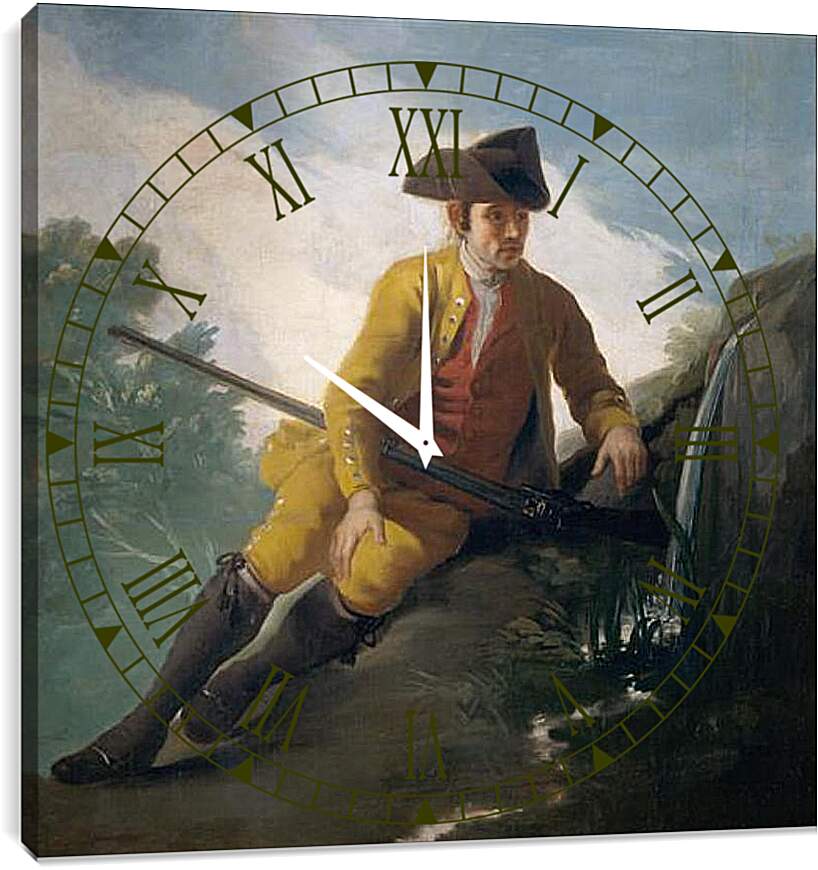 Часы картина - Hunter beside a Spring. Франсиско Гойя
