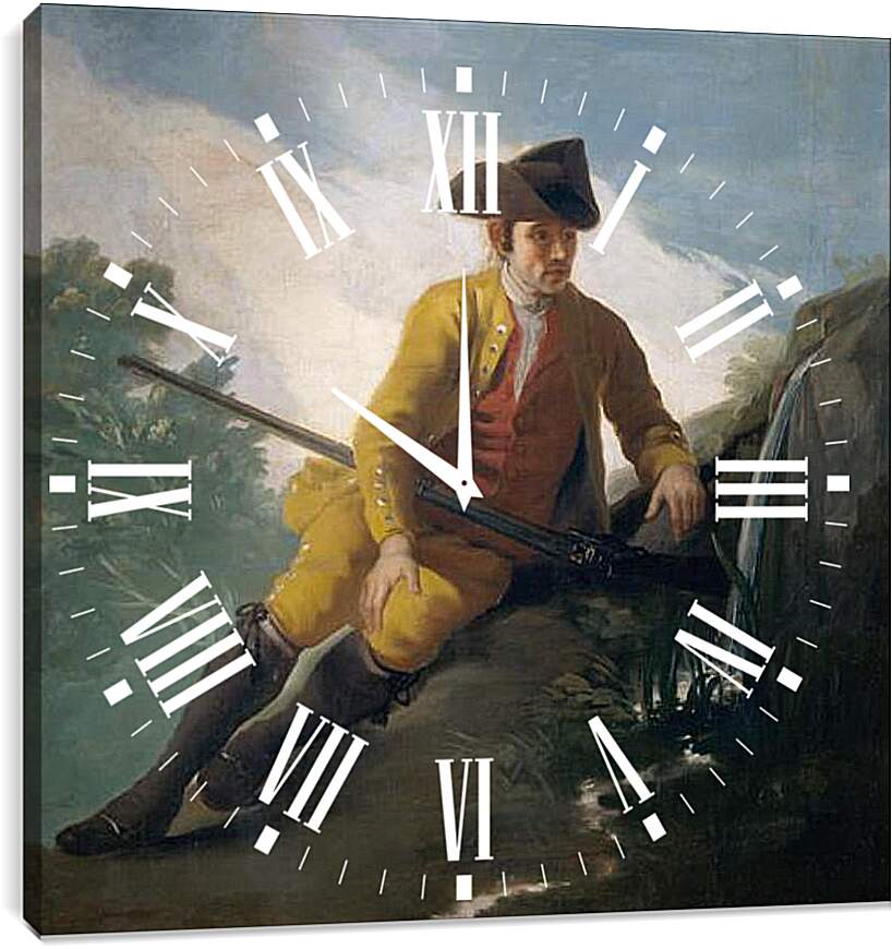 Часы картина - Hunter beside a Spring. Франсиско Гойя