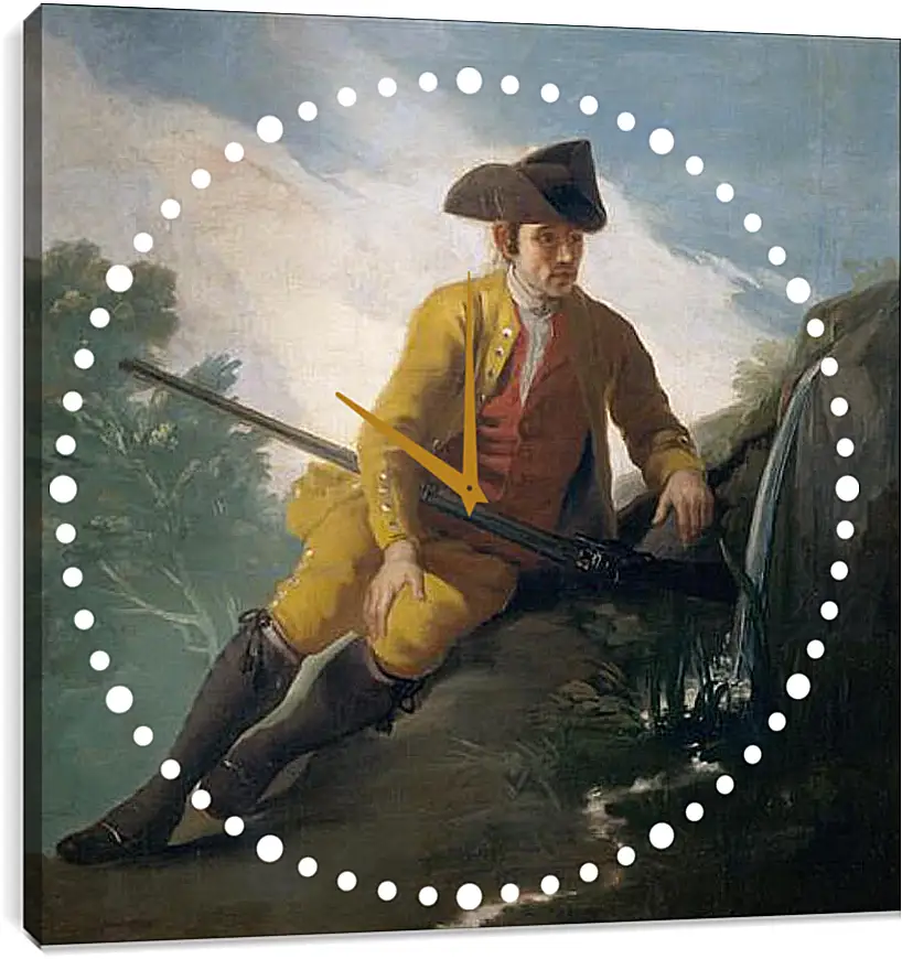 Часы картина - Hunter beside a Spring. Франсиско Гойя