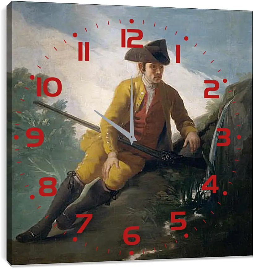 Часы картина - Hunter beside a Spring. Франсиско Гойя