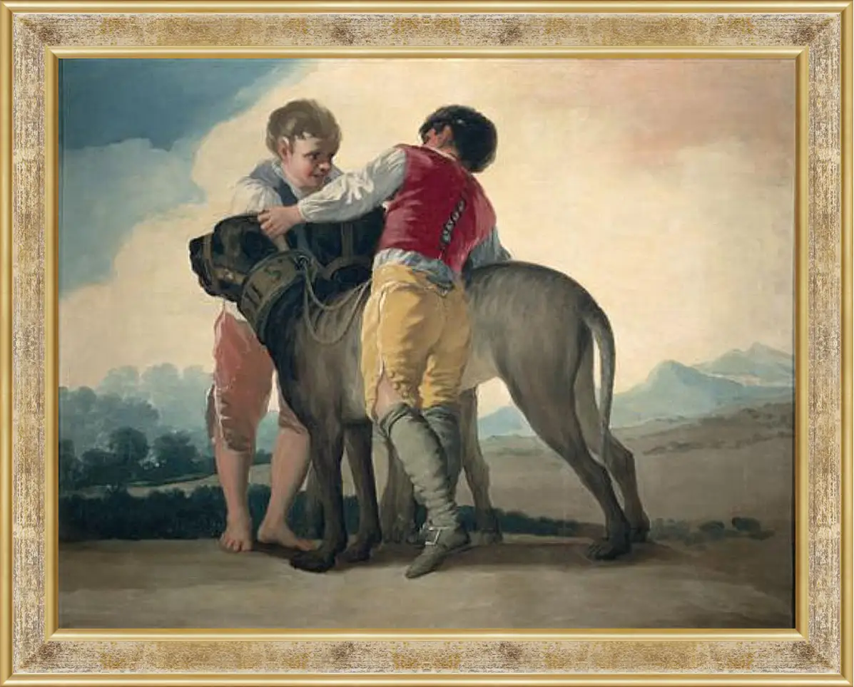 Картина в раме - Boys with Mastiffs. Франсиско Гойя