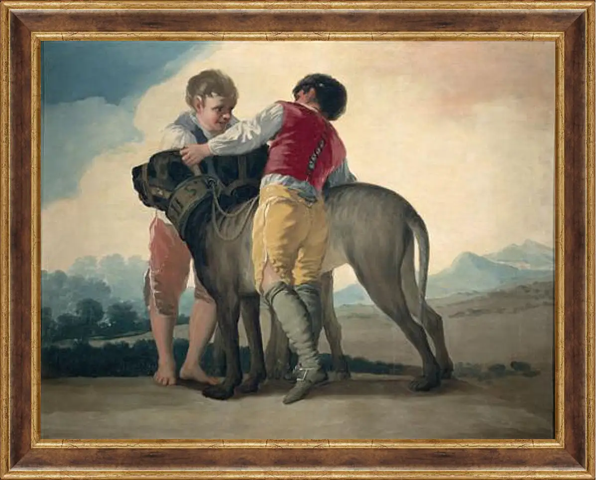 Картина в раме - Boys with Mastiffs. Франсиско Гойя