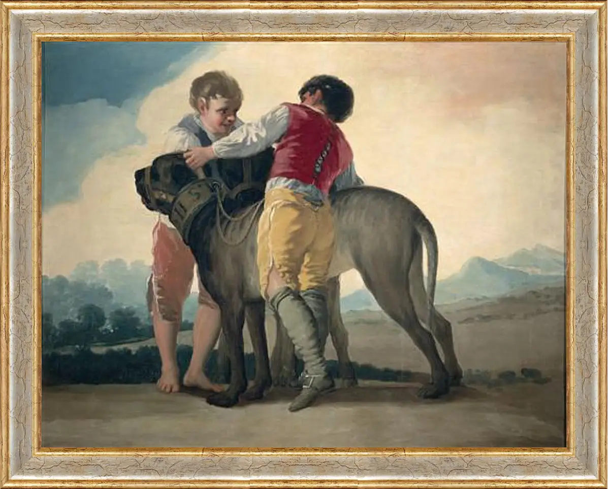 Картина в раме - Boys with Mastiffs. Франсиско Гойя