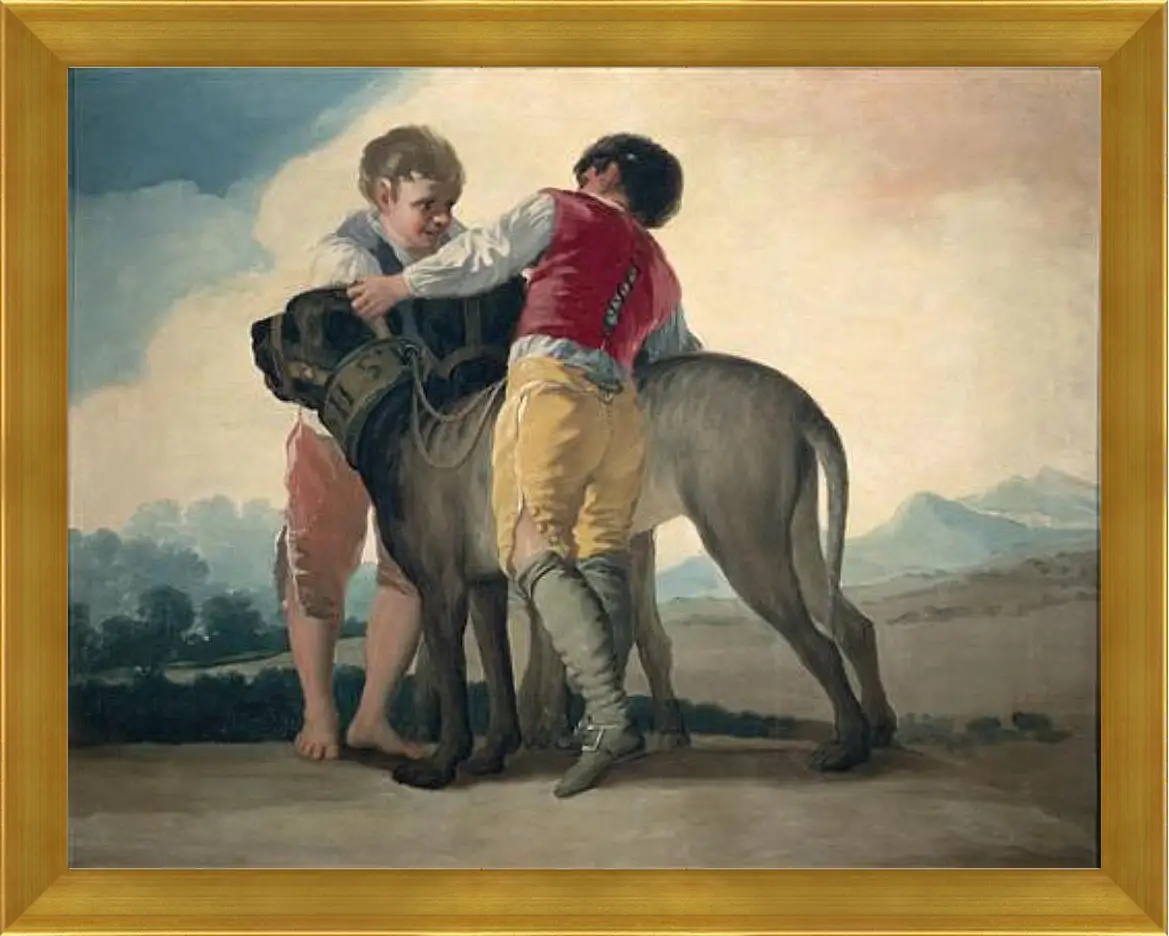 Картина в раме - Boys with Mastiffs. Франсиско Гойя