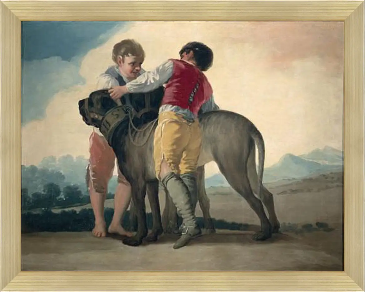 Картина в раме - Boys with Mastiffs. Франсиско Гойя