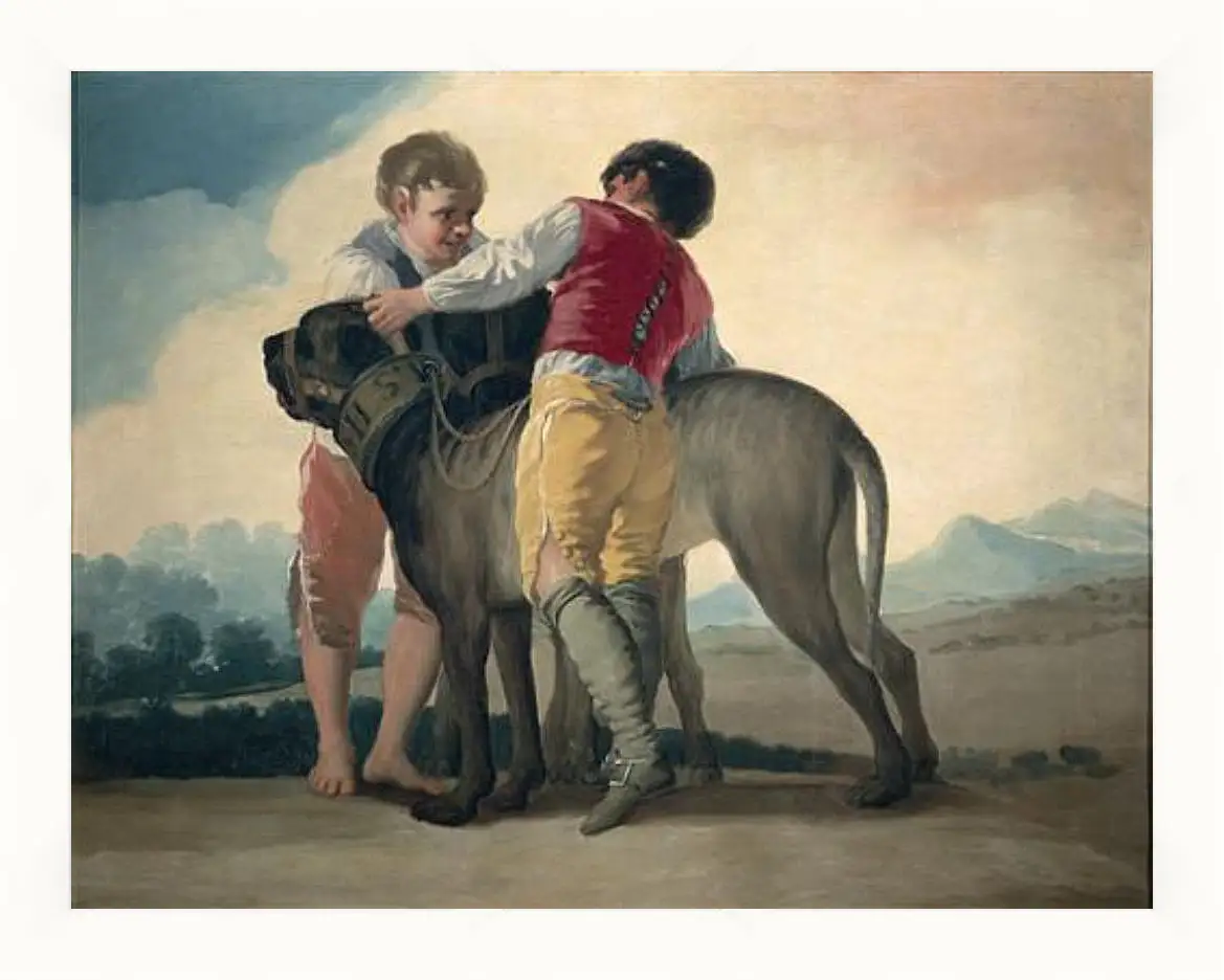 Картина в раме - Boys with Mastiffs. Франсиско Гойя