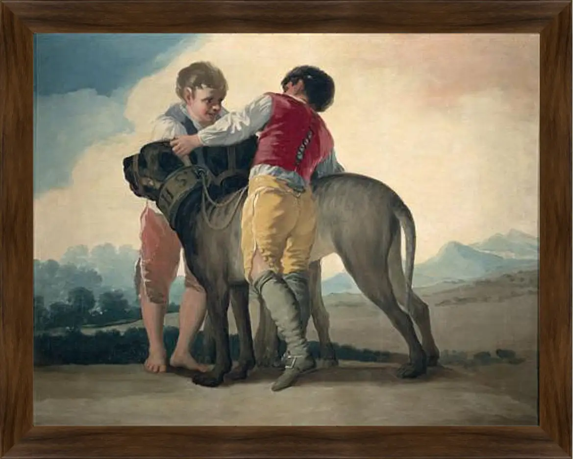 Картина в раме - Boys with Mastiffs. Франсиско Гойя