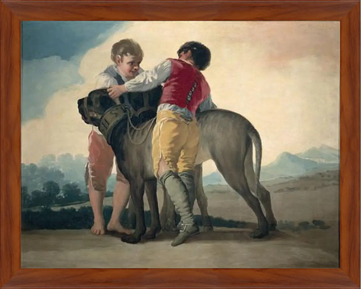 Картина в раме - Boys with Mastiffs. Франсиско Гойя