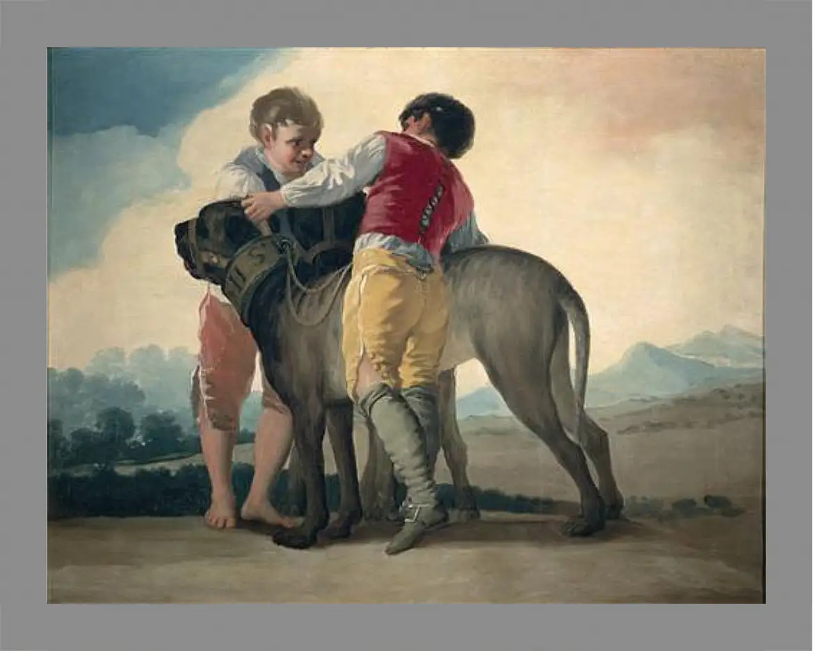 Картина в раме - Boys with Mastiffs. Франсиско Гойя