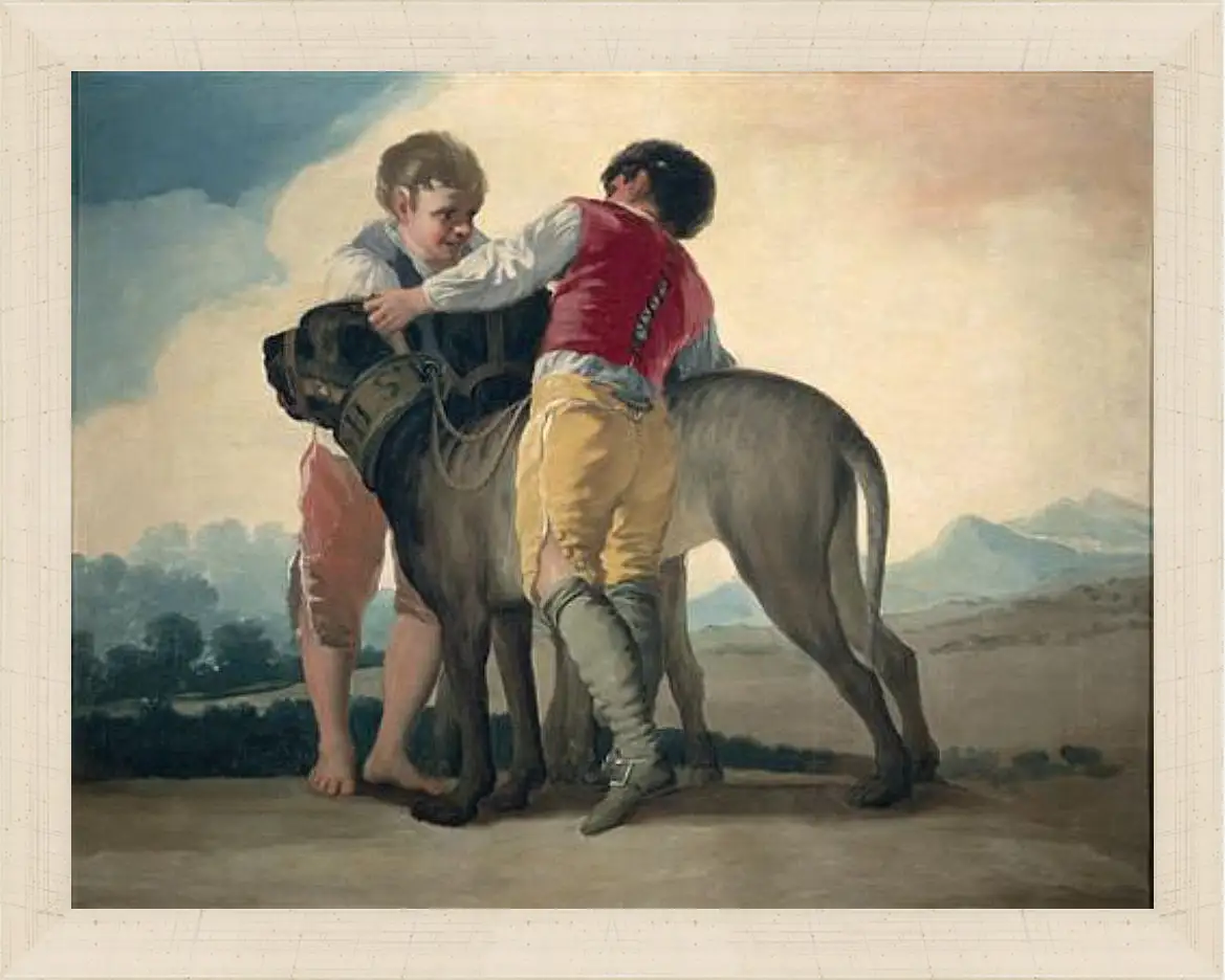 Картина в раме - Boys with Mastiffs. Франсиско Гойя