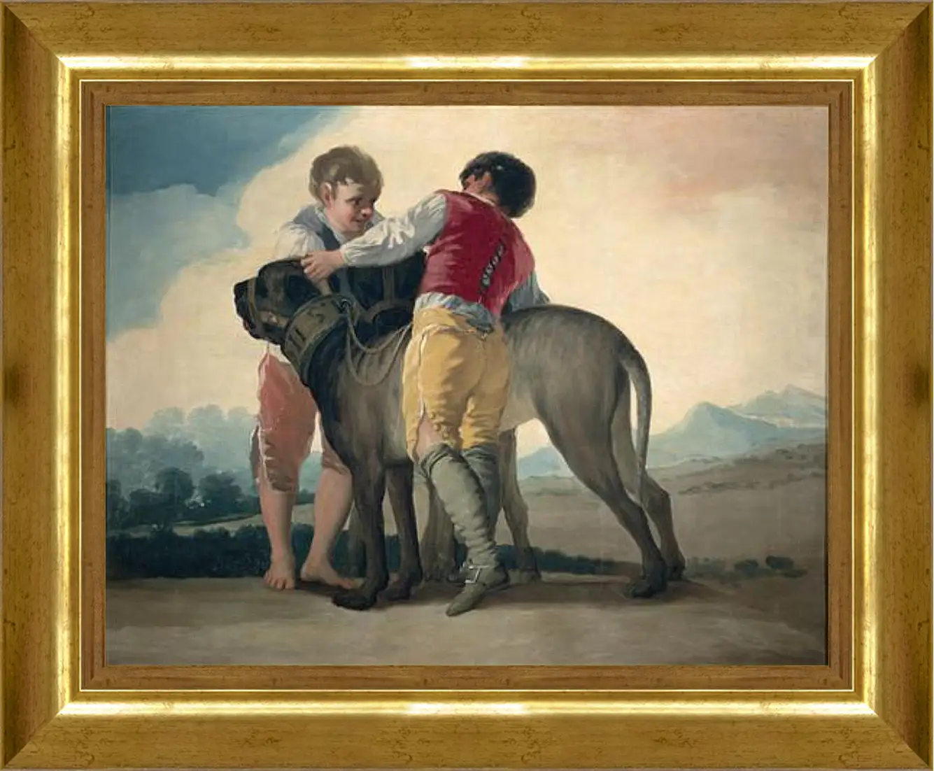 Картина в раме - Boys with Mastiffs. Франсиско Гойя