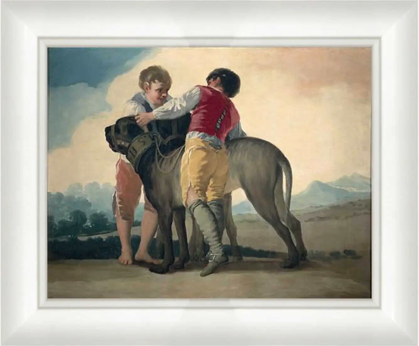 Картина в раме - Boys with Mastiffs. Франсиско Гойя