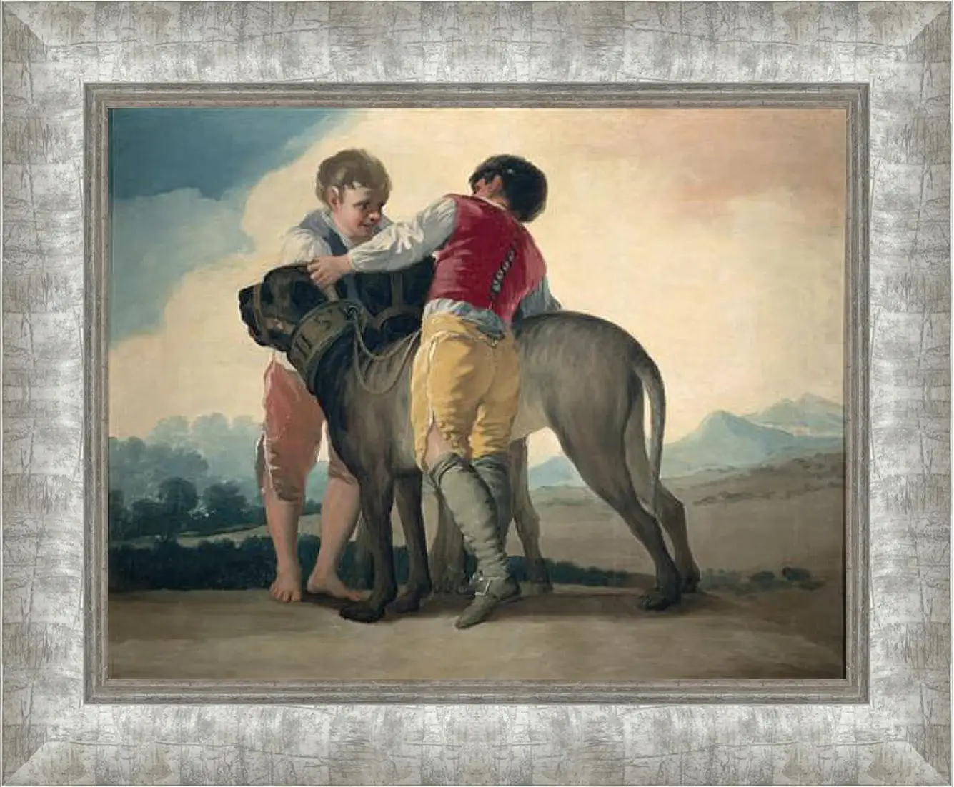 Картина в раме - Boys with Mastiffs. Франсиско Гойя