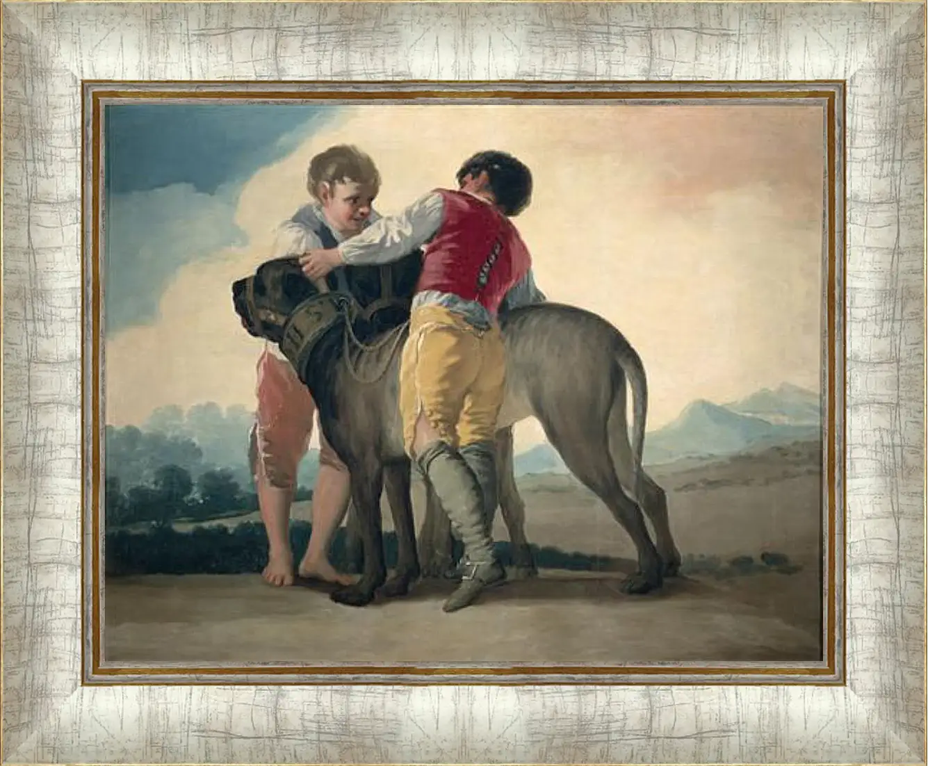 Картина в раме - Boys with Mastiffs. Франсиско Гойя