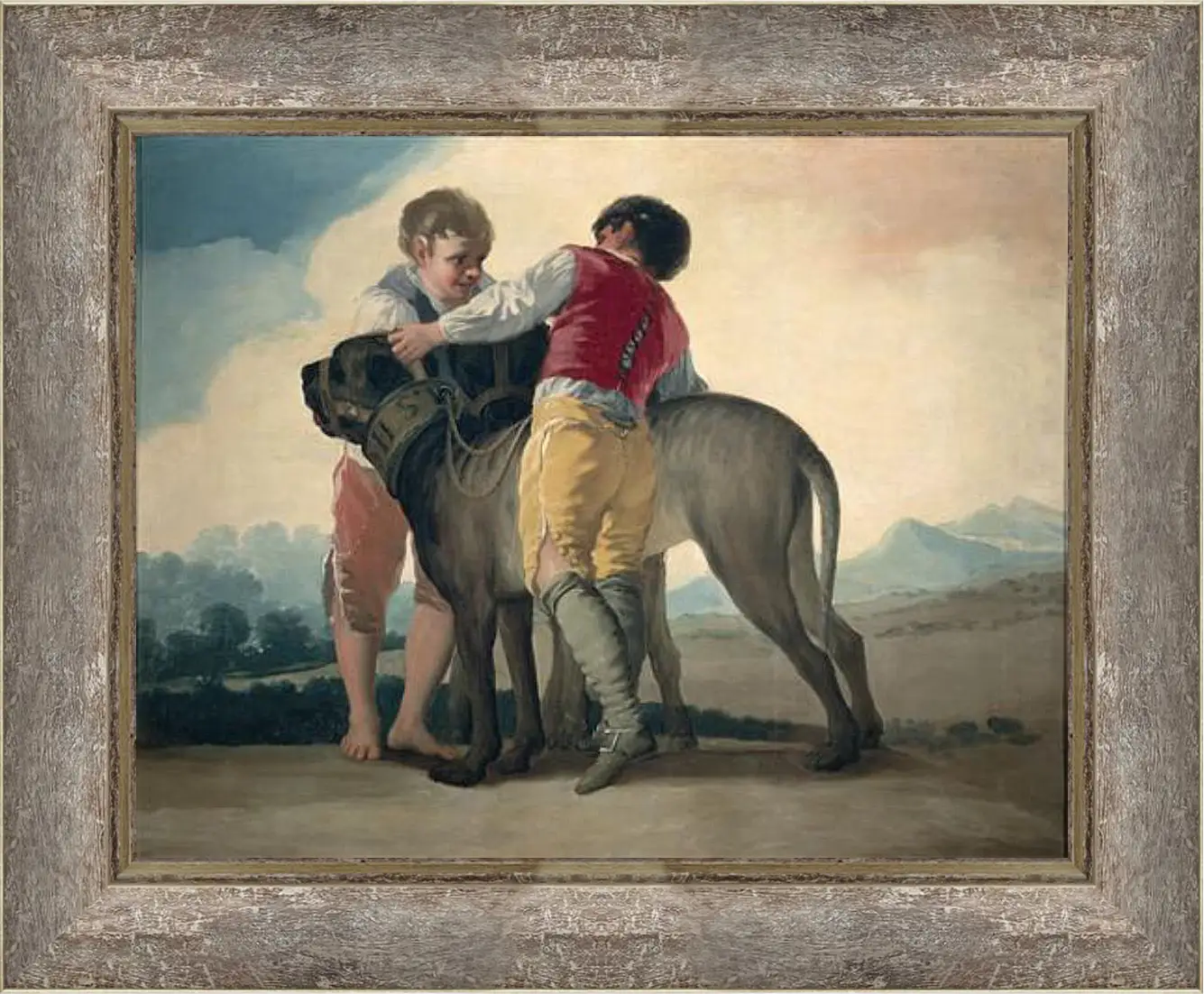 Картина в раме - Boys with Mastiffs. Франсиско Гойя