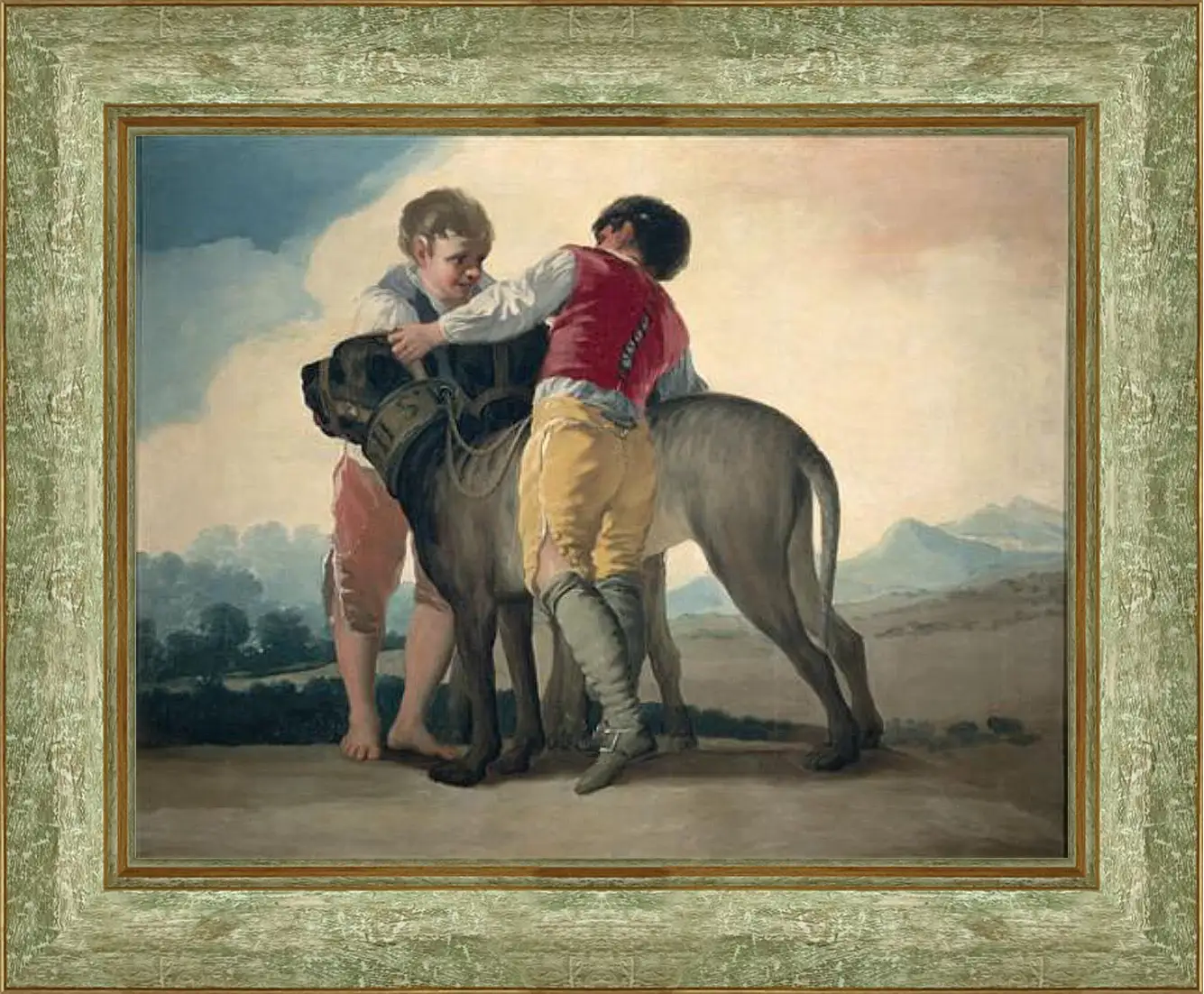 Картина в раме - Boys with Mastiffs. Франсиско Гойя