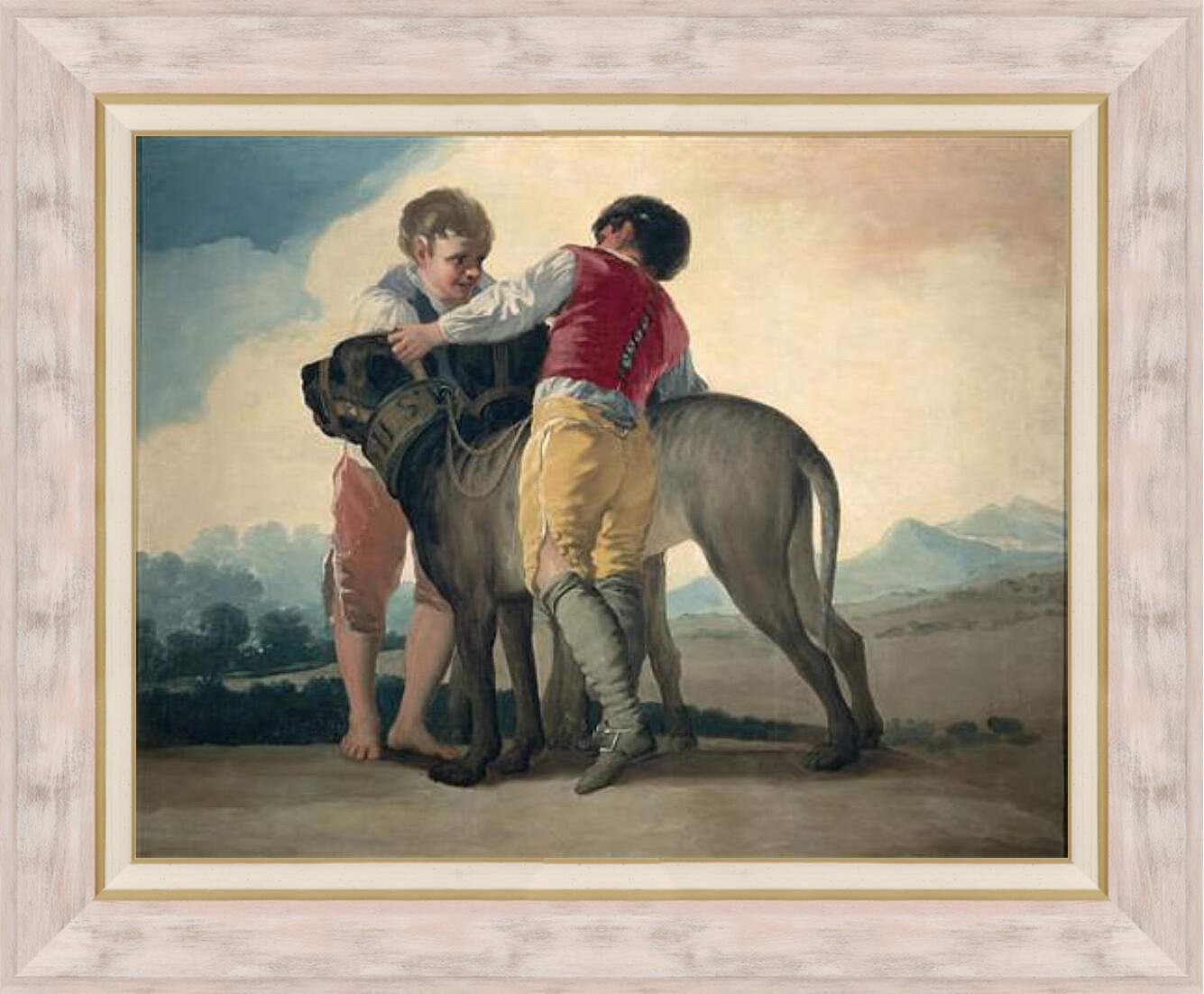 Картина в раме - Boys with Mastiffs. Франсиско Гойя