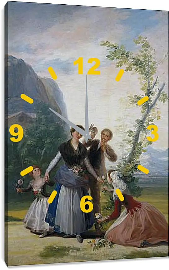 Часы картина - The Flower Girls or Spring. Франсиско Гойя